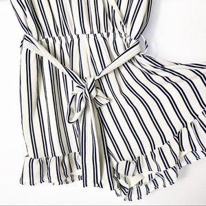 One Clothing Navy & White Striped Romper NWOT